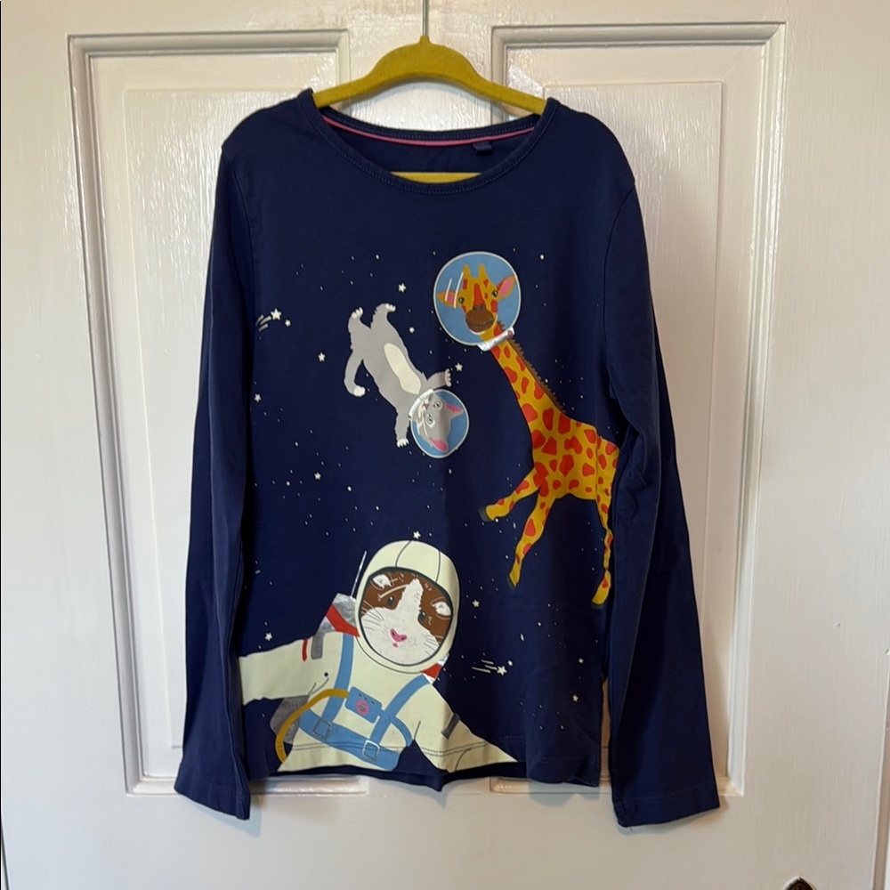 Mini Boden Blue Long Sleeve Space Tee